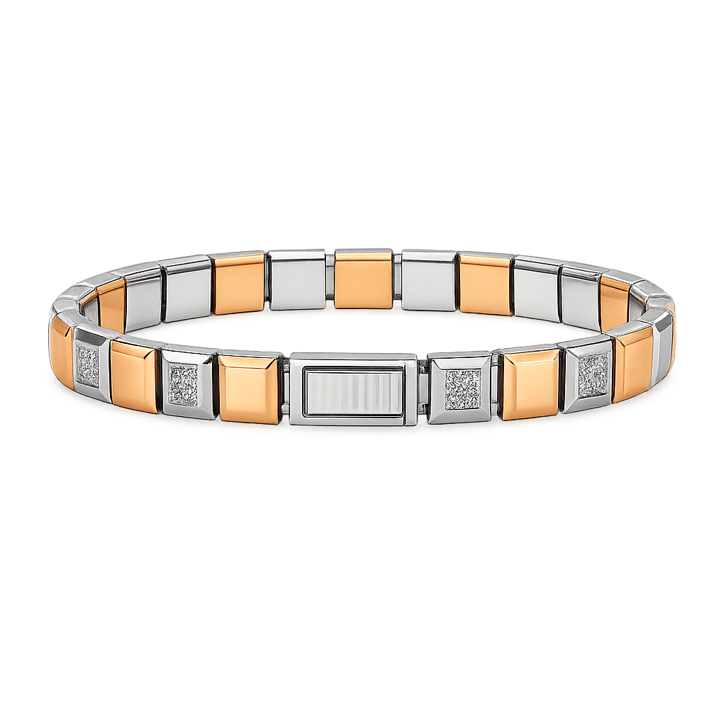 Sterlo Square Dual-Tone Rose Gold Bracelet
