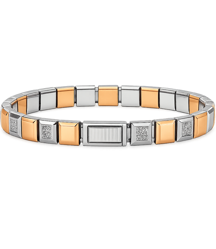 Sterlo Square Dual-Tone Rose Gold Bracelet