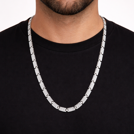 Apex Rectangular Plate Silver Chain For Men