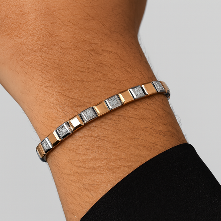 Sterlo Square Dual-Tone Rose Gold Bracelet
