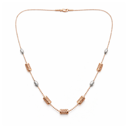 Celestia Beadline 925 Sterling Silver Rose-Gold Chain Necklace