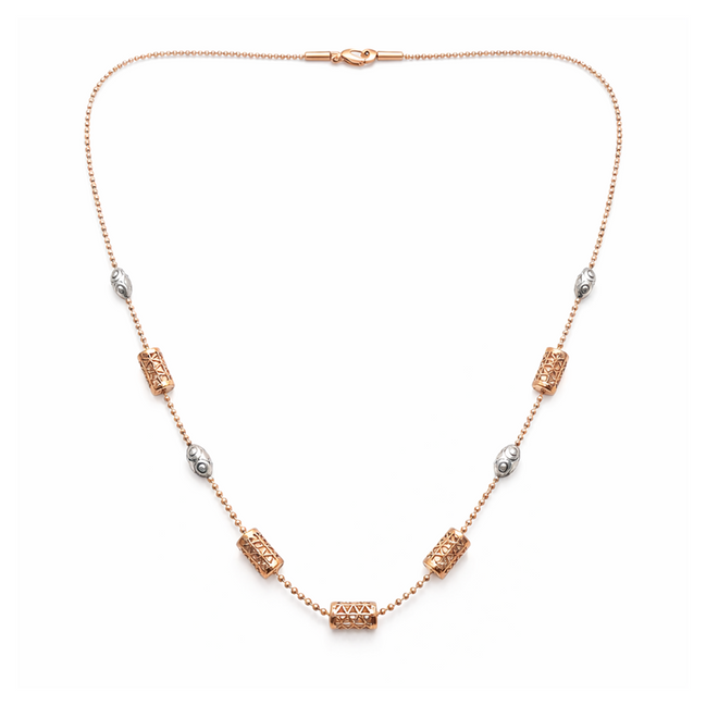 Celestia Beadline 925 Sterling Silver Rose-Gold Chain Necklace