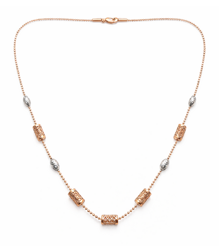 Celestia Beadline 925 Sterling Silver Rose-Gold Chain Necklace