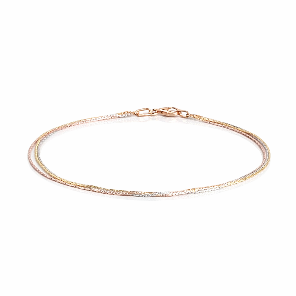Three-Tone Wired Serpentine 925 Silver Payal (Pair)
