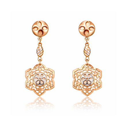 Floral Rosette Necklace with Matching Earrings