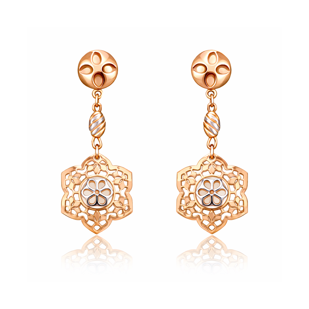 Floral Rosette Necklace with Matching Earrings