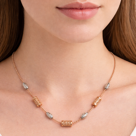 Celestia Beadline 925 Sterling Silver Rose-Gold Chain Necklace