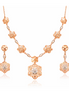 Floral Rosette Necklace with Matching Earrings