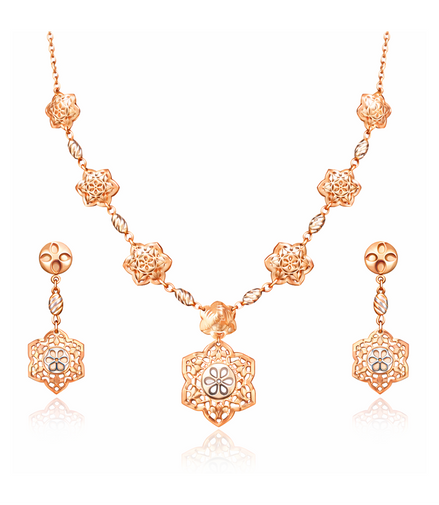 Floral Rosette Necklace with Matching Earrings