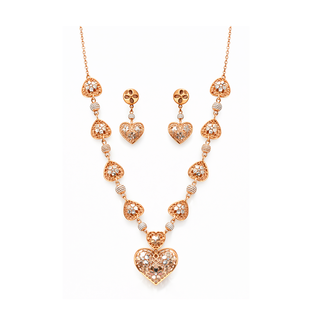 Heartlace Silver Necklace Set