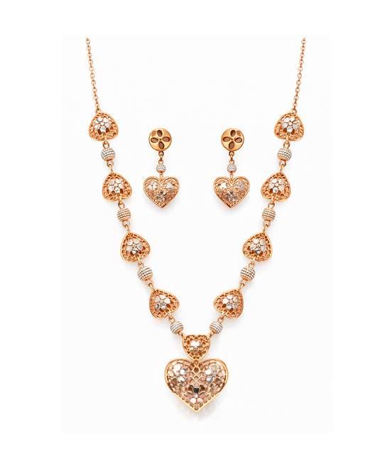 Heartlace Silver Necklace Set