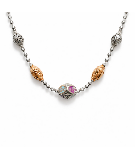 Elysia Dual-Tone 925 Sterling Silver Designer Chain Necklace