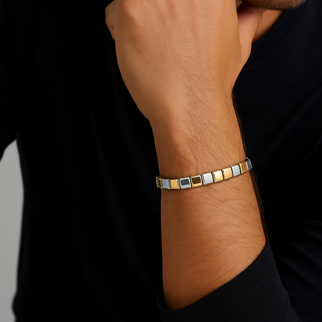 Sterlo Square Rose Gold Link Bracelet