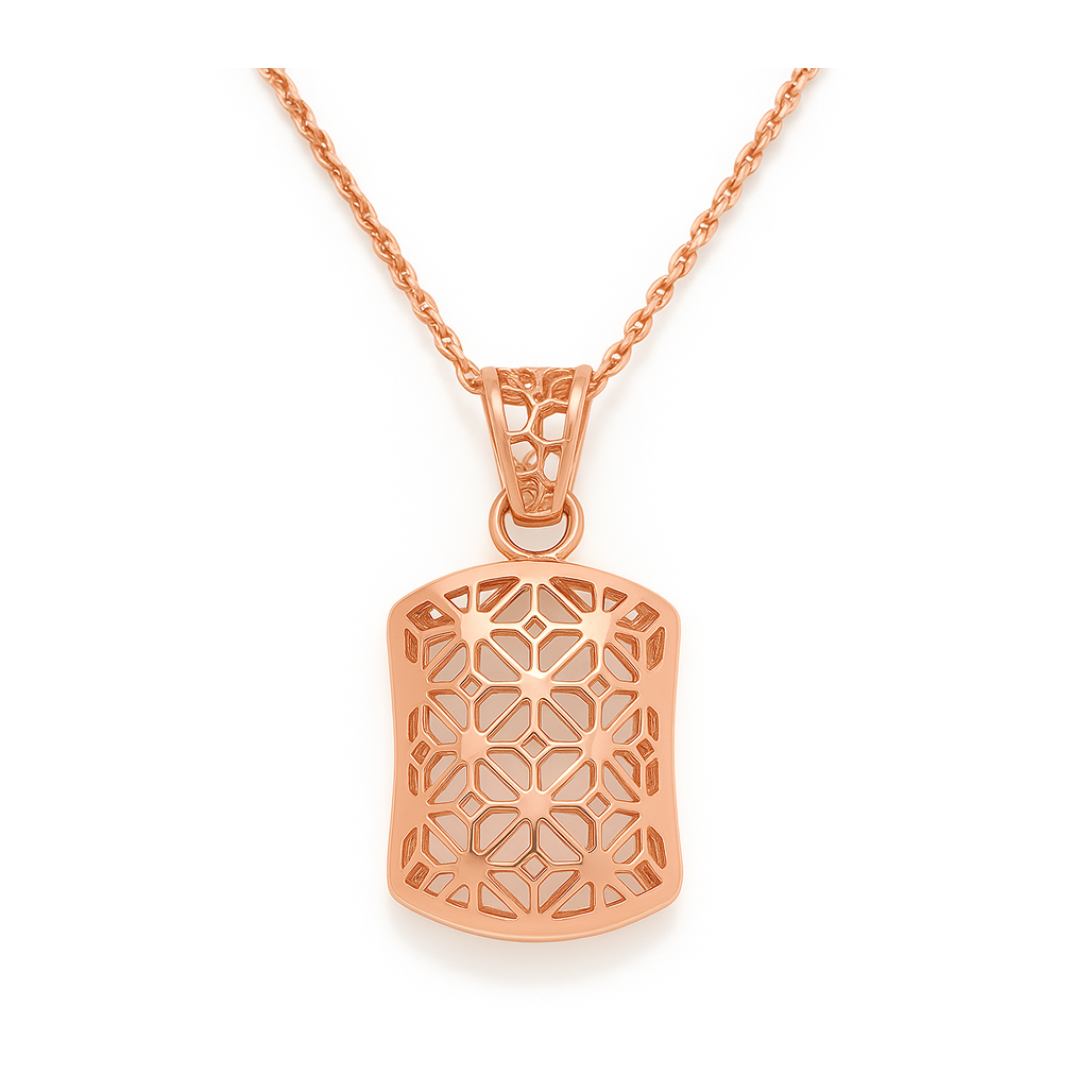 925 Silver Rose Gold Plated Geometric Laser-Cut Pendant Necklace with Chain