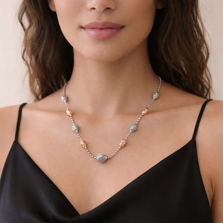 Elysia Dual-Tone 925 Sterling Silver Designer Chain Necklace