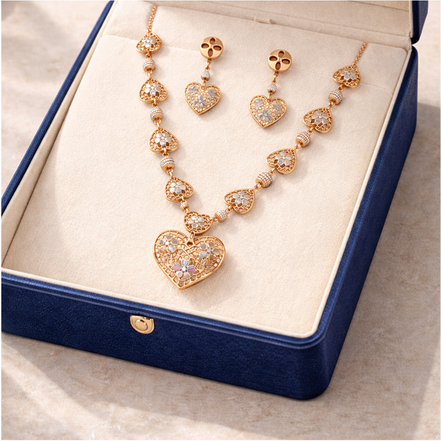 Heartlace Silver Necklace Set