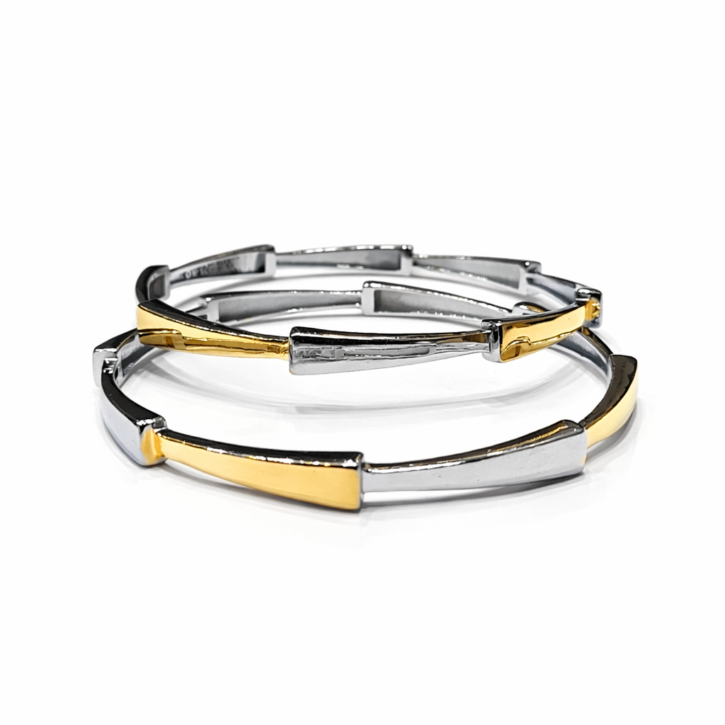 Linea Royale Two-Tone 925 Silver Bangle Pair