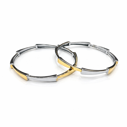 Linea Royale Two-Tone 925 Silver Bangle Pair