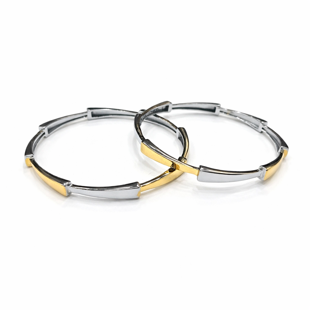 Linea Royale Two-Tone 925 Silver Bangle Pair