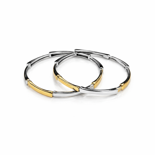 Linea Royale Two-Tone 925 Silver Bangle Pair