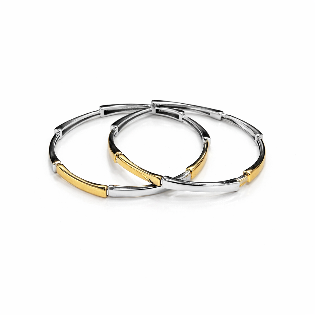 Linea Royale Two-Tone 925 Silver Bangle Pair