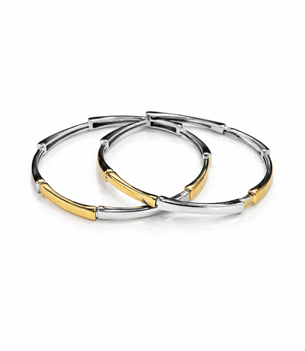 Linea Royale Two-Tone 925 Silver Bangle Pair