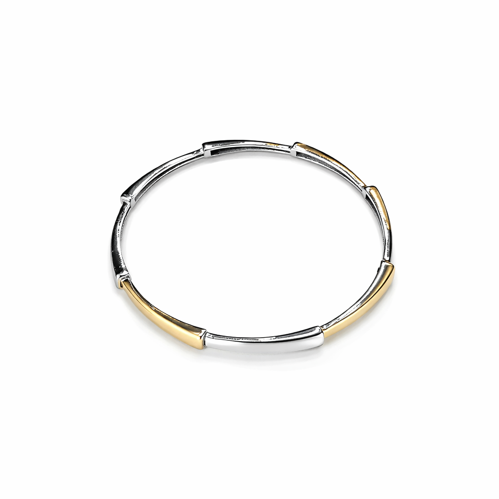 Linea Royale Two-Tone 925 Silver Bangle Pair