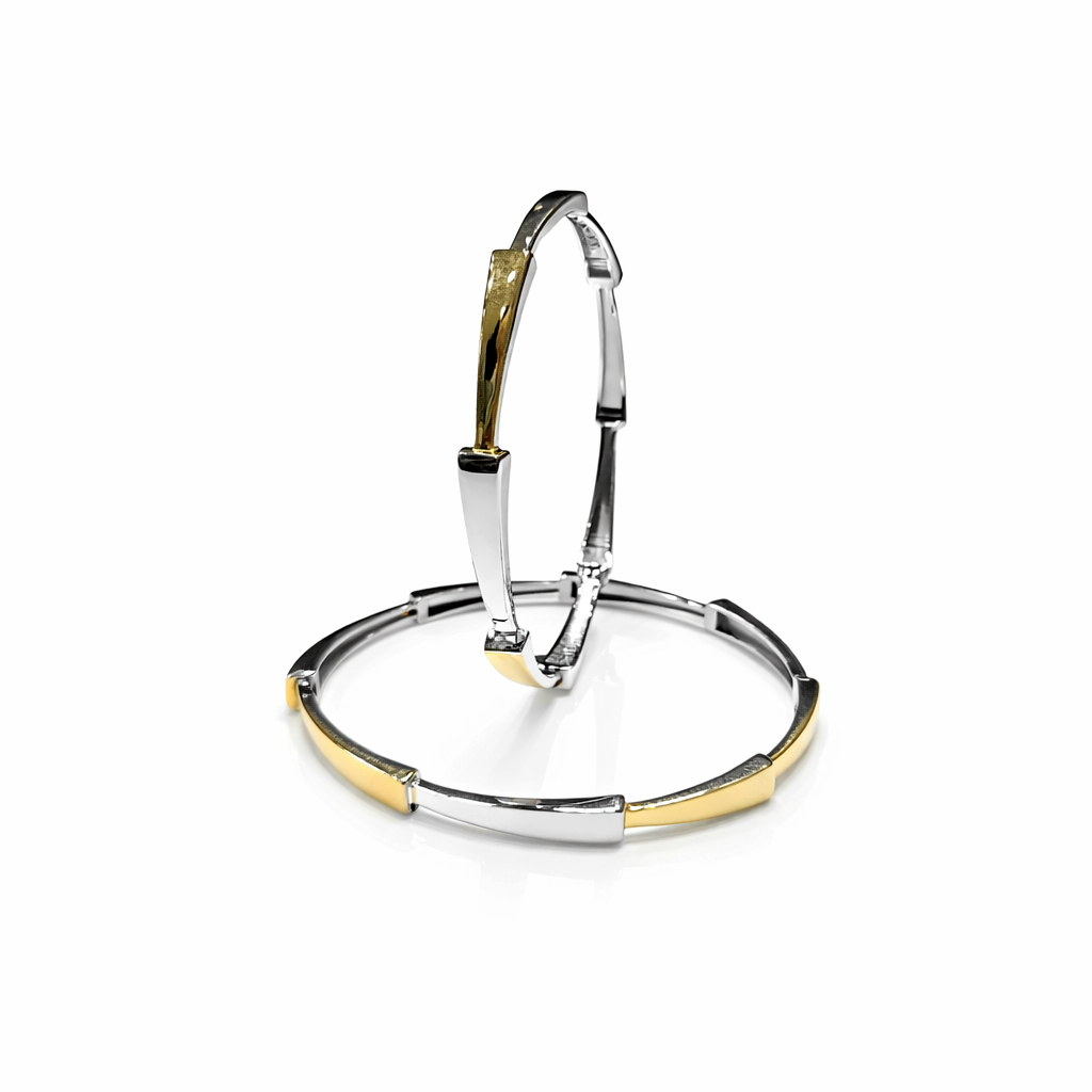 Linea Royale Two-Tone 925 Silver Bangle Pair